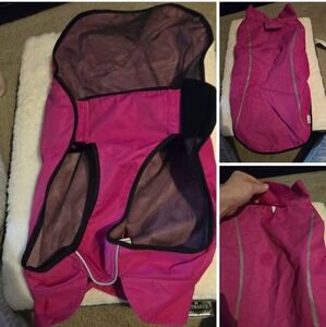 Pink Dog Jacket with Reflective Stripes